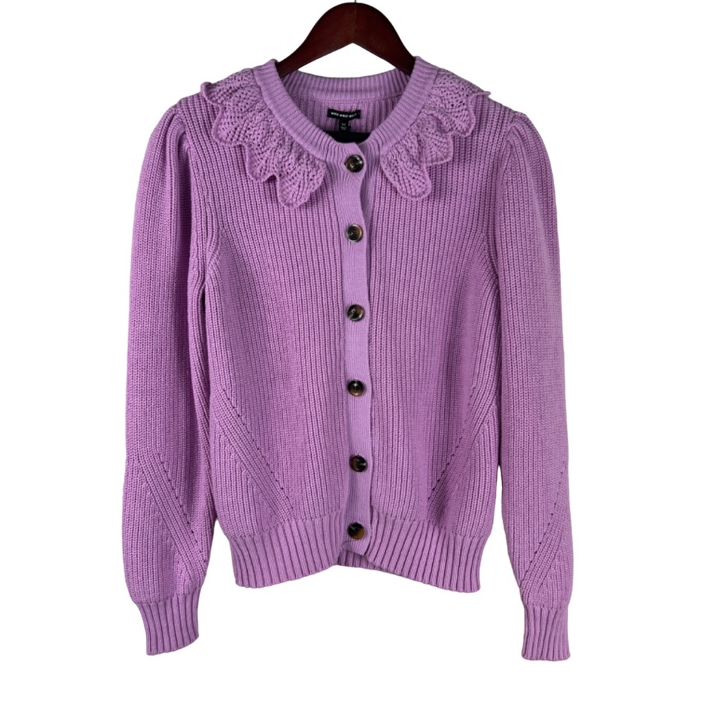 Who What Wear Orchid Long Sleeve Button Down Sweater Cardigan M NWT